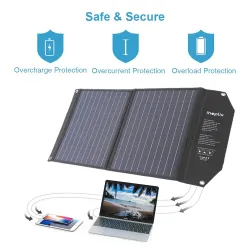 Solpanel - solcelleoplader - dobbelt udgang - foldbar - 60W - sæt