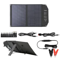 Solcellepanel - solcellelader - dobbel utgang - sammenleggbar - 60W - sett