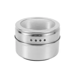 Magnetic spice jars - with labels - with wall mounted rack - stainless steelStorage