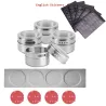 Magnetic spice jars - with labels - with wall mounted rack - stainless steelStorage