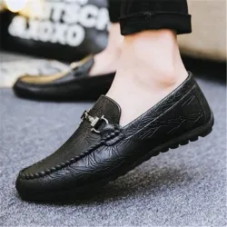 Modieuze platte herenschoenen - instappers - echt leerSchoenen