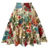 VestidosFalda hasta la rodilla de moda - línea A vintage - cintura alta - algodón - estampado colorido