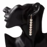 Elegant long golden earrings - geometric metal with pearlsEarrings