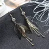 Hollow leafs long earrings - with zircon / pearlsEarrings