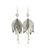 Hollow leafs long earrings - with zircon / pearlsEarrings