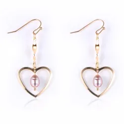 AretesPendientes gancho oro - corazón / perlas
