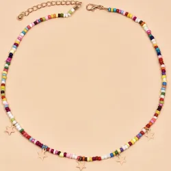 CollarCollar corto de cuentas de colores - con estrellas