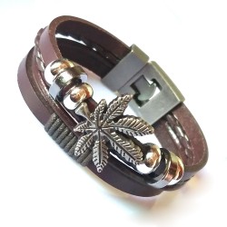 Bracelet cuir multicouche - perles - scorpion - tête de mort - boucle métal