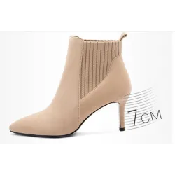 Ankelstøvletter med hæl - elastiske slip-on sko - spiss tå