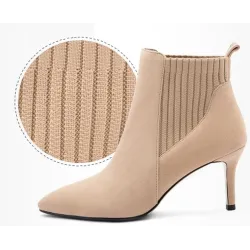Botki na obcasie - elastyczne wsuwane buty - szpiczasty nosekButy Zimowe