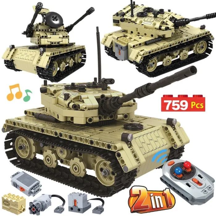 Char électrique militaire - télécommande - blocs de construction - jouet RC - 759 pièces