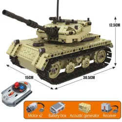 Juguetes R/CTanque eléctrico militar - control remoto - bloques de construcción - juguete RC - 759 piezas