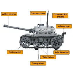 ConstrucciónTanque eléctrico militar - bloques de construcción - interruptor de encendido táctil - juguete educativo - 378 pi...