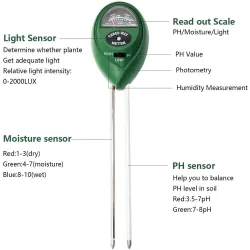 Jord PH tester - lys / fuktighet / surhet tester