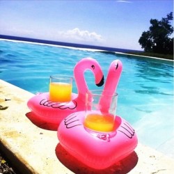 Oppustelig flamingo - pooldrikholder - flydende legetøj - 10 stk
