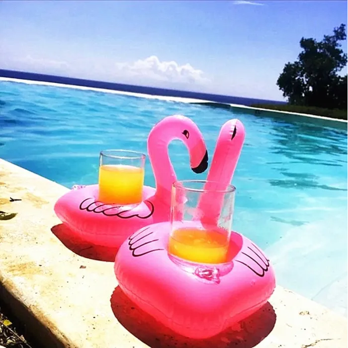 Inflatable flamingo - pool drink holder - floating toy - 10 piecesInflatable