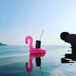 Inflatable flamingo - pool drink holder - floating toy - 10 piecesInflatable