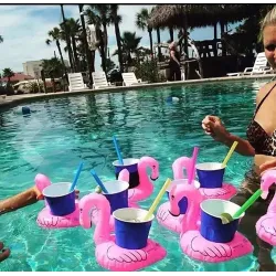 Uppblåsbar flamingo - hållare för pooldrink - flytande leksak - 10 st