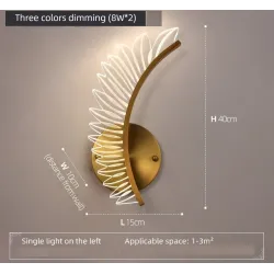 Moderne LED væglampe - gyldne vinger design - indendørs