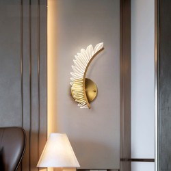 Nowoczesna lampa ścienna LED - design złote skrzydła - do wnętrzKinkiety