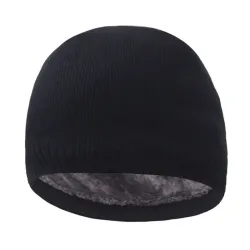 Varm stickad mössa - med tjock päls inuti - unisex