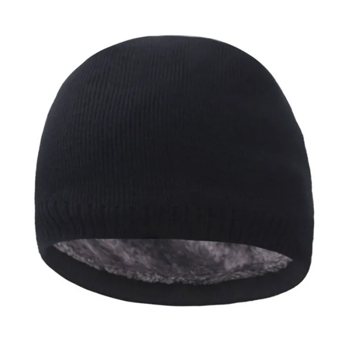 Varm stickad mössa - med tjock päls inuti - unisex