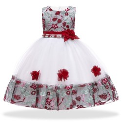 Elegant tjejklänning - blommig spets - knytbågsrem