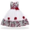 RopaVestido elegante para niñas - encaje floral - correa de lazo para atar