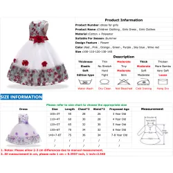 RopaVestido elegante para niñas - encaje floral - correa de lazo para atar