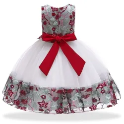 RopaVestido elegante para niñas - encaje floral - correa de lazo para atar