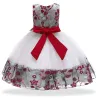 Elegant pigekjole - blomstret blonde - binde-sløjfe