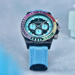 PAGANI DESIGN - mekanisk / automatisk ur - regnbuebezel - vandtæt - læder- / nylonrem