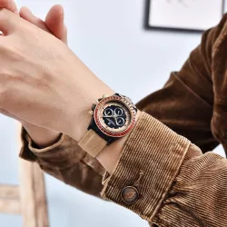 PAGANI DESIGN - mekanisk / automatisk ur - regnbuebezel - vandtæt - læder- / nylonrem