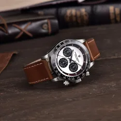 Pagani Design - montre à quartz automatique - verre saphir - chronographe - cuir - acier inoxydable