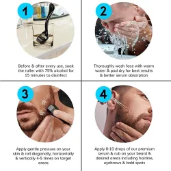 BarbaAceite esencial para el crecimiento de la barba - con derma roller - 30ml