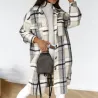 ChaquetasAbrigo a cuadros de moda - con botones / cuello vuelto