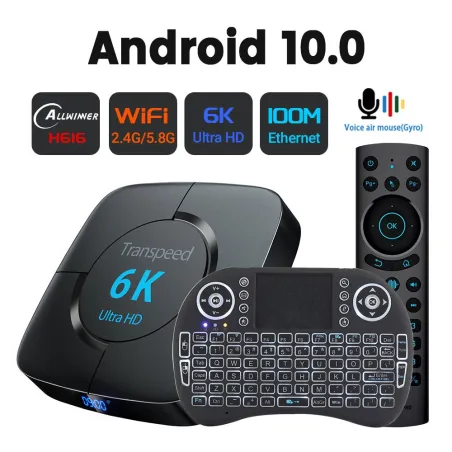 Android 10 - TV Box - Blacklight 6K - Wifi - Taleassistent 4 GB RAM 32G 64G