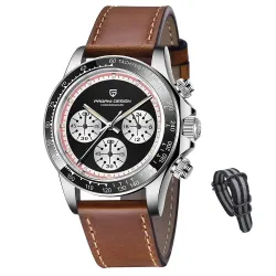 Pagani Design - montre à quartz automatique - verre saphir - chronographe - cuir - acier inoxydable