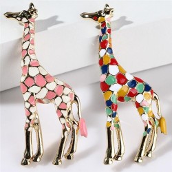 Emaille Giraffe - Brosche - Bunt - Gold