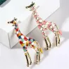 Emaille Giraffe - Brosche - Bunt - Gold