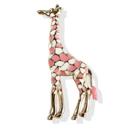 Emaille Giraffe - Brosche - Bunt - Gold