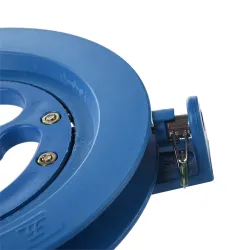 16cm dragehjul - blåt plastikgreb - opruller