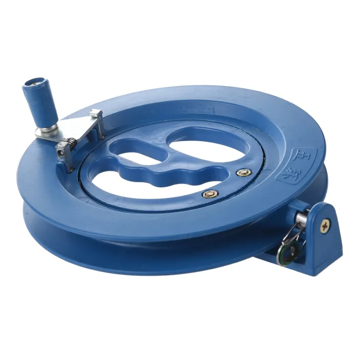 16cm dragehjul - blåt plastikgreb - opruller