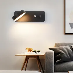 LED-vägglampa - dimbar - vridbart huvud - USB-laddning - 9W