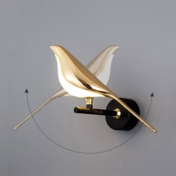 Kreativ LED-vegglampe - gullbelagt fugl - berøringsdimming - fjernkontroll