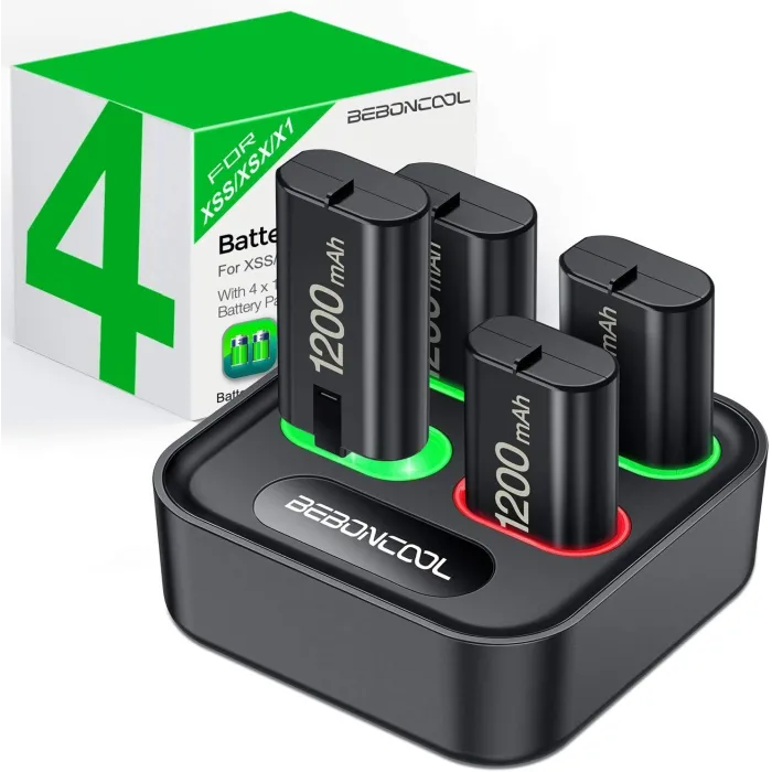 4 x 1200mAh batteripakke - USB-opladningsdockingstation - til Xbox One X / S / Xbox Elite Controller