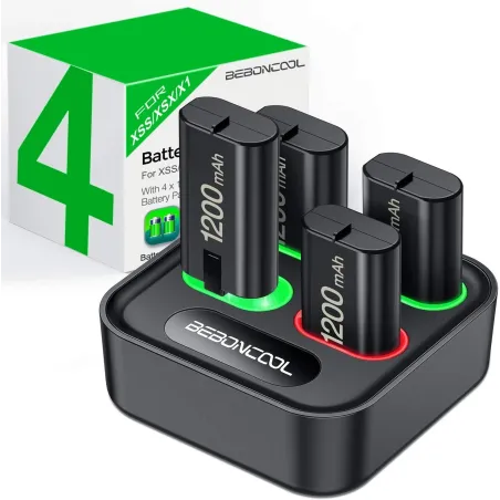 4 x 1200mAh batteripakke - USB-ladedokkingstasjon - for Xbox One X / S / Xbox Elite-kontroller