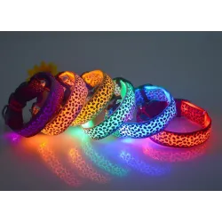 Collier LED pour chien - promenade nocturne de sécurité - imprimé léopard coloré
