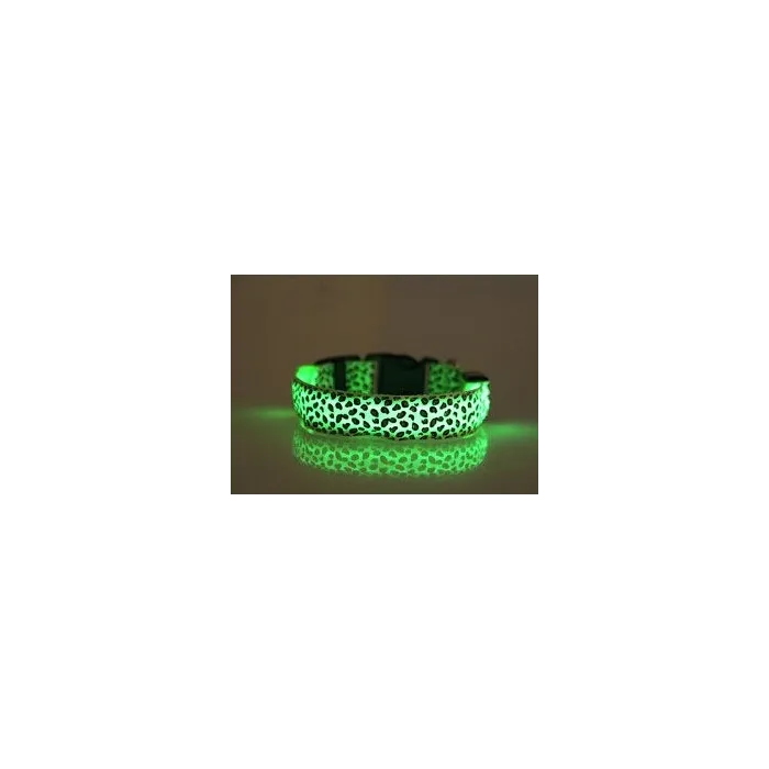 LED-Hundehalsband - Safety Night Walk - bunter Leoparden-Print