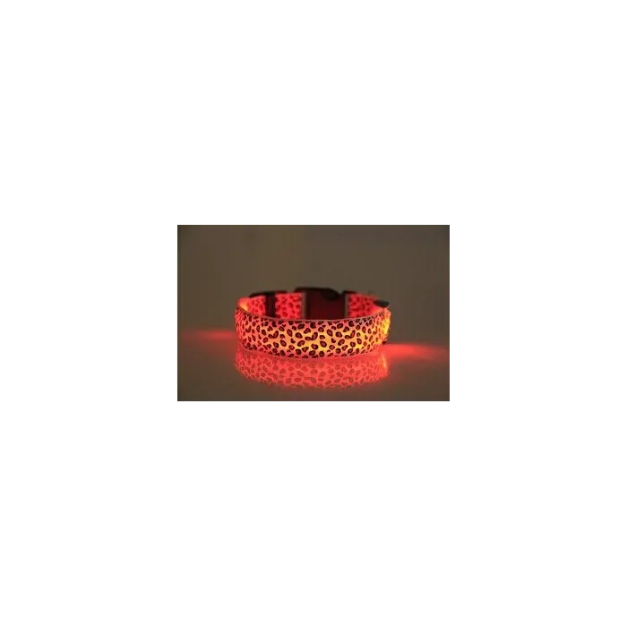 LED-Hundehalsband - Safety Night Walk - bunter Leoparden-Print